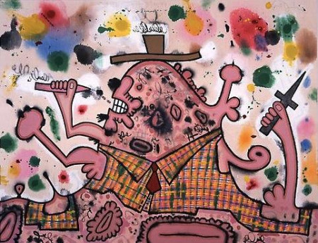 Plaid Shirt, Mixed media on linen