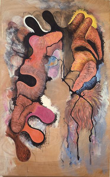 Pool, Mixed media on birch veneer