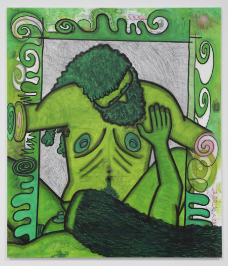 Qualiascope: Coitus Diagrams (Two), Urethane, acrylic, crayon and pencil on linen