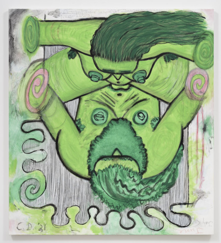 Qualiascope: Freefall (One), Acrylic, crayon and pencil on linen