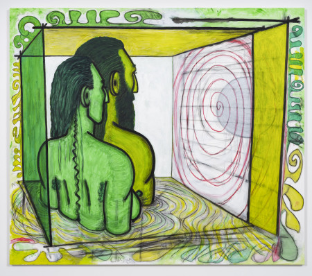 Qualiascope: Solar Wind, Urethane, water-soluble crayon and pencil on linen