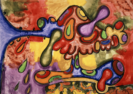 Shape on a Base, Acrylic, vinyl and graphite on linen