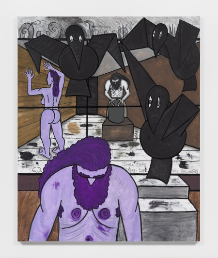 Sharing Space (2), Acrylic and pencil on linen