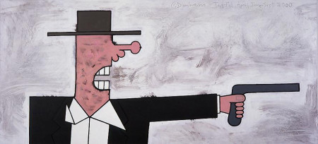 Shootist, Mixed media on linen