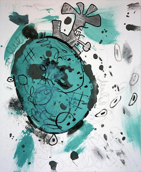 Small Planet I, Mixed media on linen