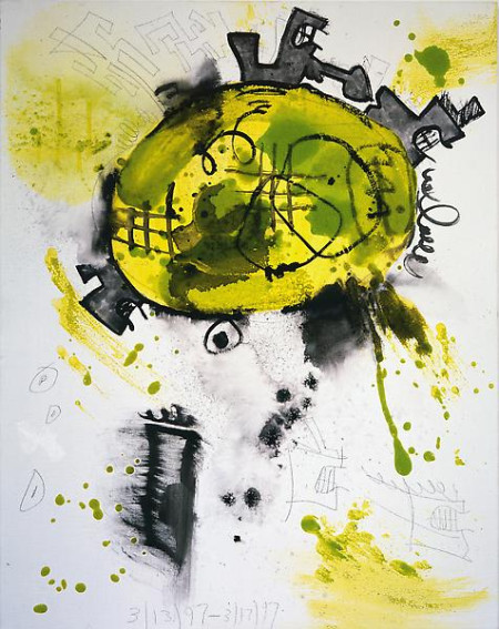 Small Planet II, Mixed media on linen