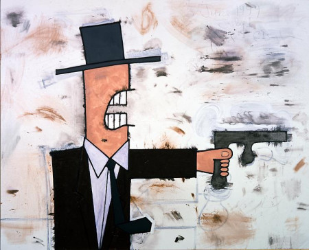 Suit, Mixed media on linen