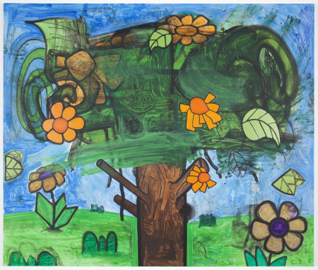 Time Storm Five (The Orange Flowers), Mixed media on linen