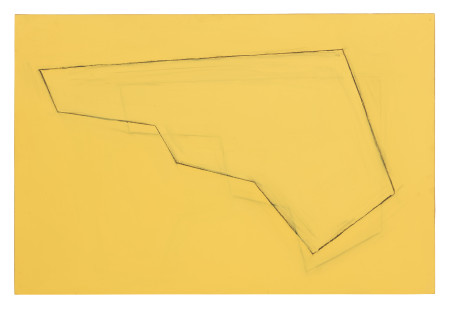 Untitled, Enamel and charcoal on cardboard panel