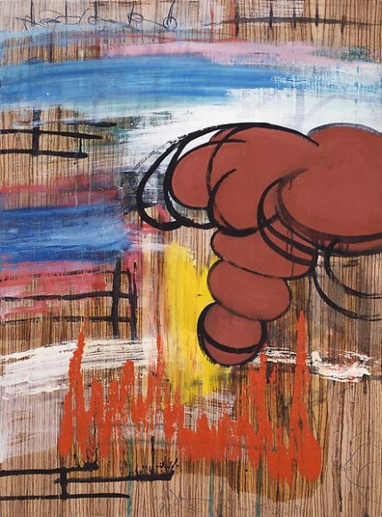 Untitled, Mixed media on wood veneer