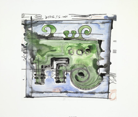 Untitled, (Nov. 27th, 2006) (one), Monotype in watercolor and pencil on Lanaquarelle paper