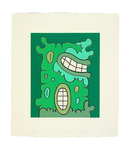 First Green Reduction Print, Reduction Linoleum cut on Twinrocker handmade paper