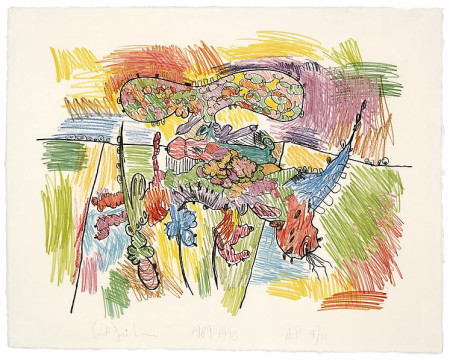 Floating Shape with Backdrop, Lithograph on Torinoko handmade paper