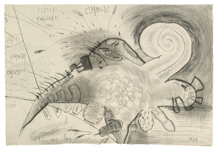 Shadows(#4), Drypoint on Richard de Bas handmade paper