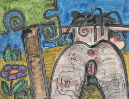 Untitled (1), Monotype in watercolor and pencil on Lanaquarelle paper