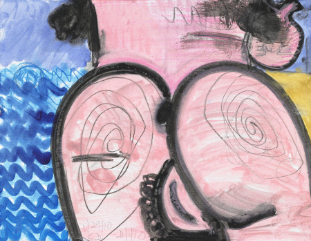 Untitled 1/29/10, 2/1/10, Monotype in watercolor and pencil on Lanaquarelle paper