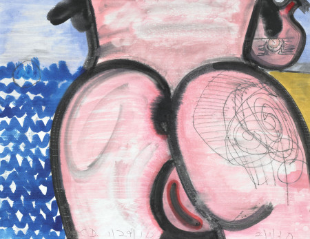 Untitled 1/29/10, 2/1/10, Monotype in watercolor and pencil on Lanaquarelle paper