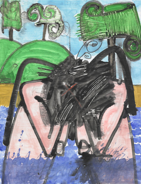 Untitled (2/3/10), Monotype in watercolor and pencil on Lanaquarelle paper