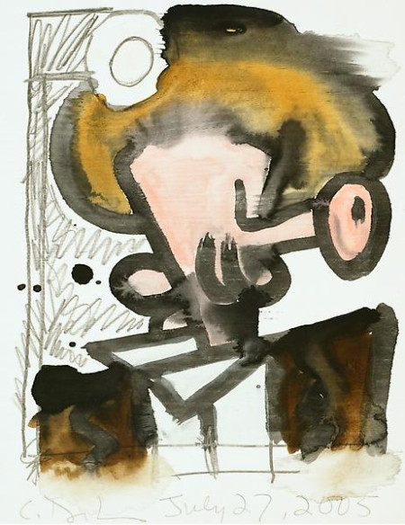 Untitled, Monotype in watercolor and pencil on Lanaquarelle