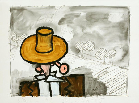 Untitled (#1), Monotype in watercolor and pencil on Lanaquarelle paper