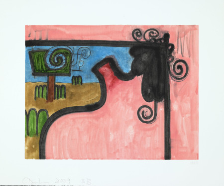 Untitled (3B), Monotype in watercolor and pencil on Lanaquarelle paper