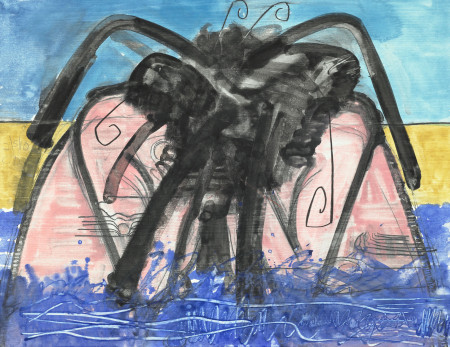 Untitled (4/11/10), Monotype in watercolor and pencil on Lanaquarelle paper