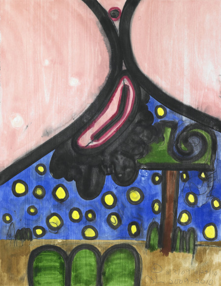 Untitled (4), Monotype in watercolor and pencil on Lanaquarelle paper