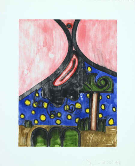 Untitled (4B), Monotype in watercolor and pencil on Lanaquarelle paper