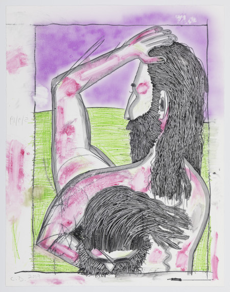 Untitled, 5/9/19, Monotype in watercolor, watercolor pencil and watercolor crayon