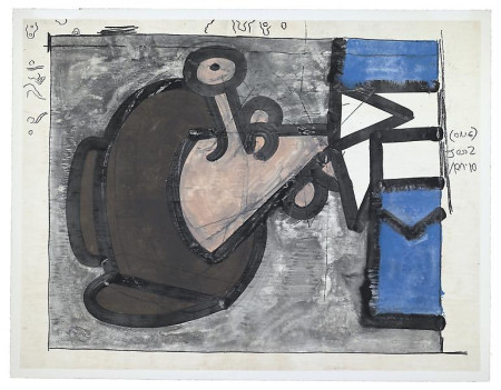 Untitled, Monotype in watercolor and pencil on Lanaquarelle paper