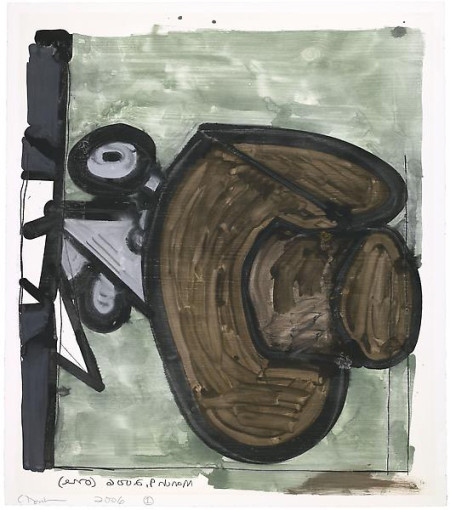 Untitled (March 9th, 2006) (one), Monotype in watercolor and pencil on Lanaquarelle paper