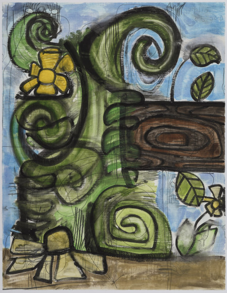 Untitled, (7/1/10), Monotype in watercolor and pencil on Lanaquarelle paper