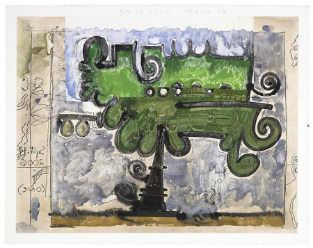 Untitled, (Sept 14, 2006) (one) (Oct 12, 2006) (Oct 19, 2006), Monotype in watercolor and pencil with collage on Lanaquarelle paper