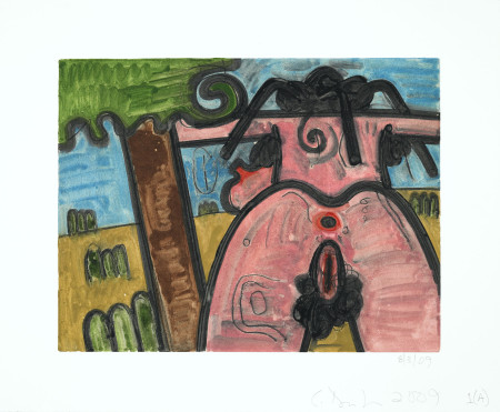 Untitled (8/3/09) 1(A), Monotype in watercolor and pencil on Lanaquarelle paper