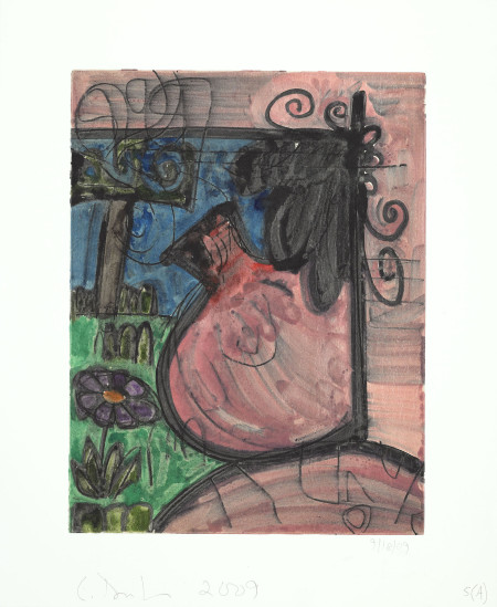 Untitled (9/18/09) 5(A), Monotype in watercolor and pencil on Lanaquarelle paper