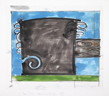 Untitled (April 2, 2008) 2, Monotype in watercolor and pencil on Lanaquarelle paper Image: