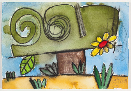 Untitled April 2, 2008 2, Monotype in watercolor and pencil on Lanaquarelle paper