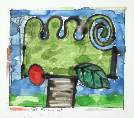 Untitled (August 2, 2008) 2, Monotype in watercolor and pencil on Lanaquarelle paper