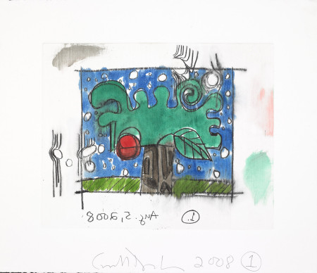 Untitled, (August 5, 2008) 1, Monotype in watercolor and pencil on Lanaquarelle paper