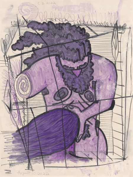 Untitled, August 10, 2022, Watercolor monotype with hand painting, crayon, pencil on museum board