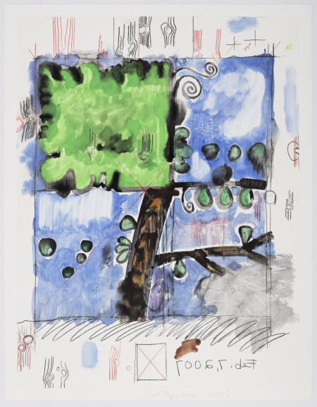 Untitled, (February 7, 2007), Monotype in watercolor and pencil on Lanaquarelle paper
