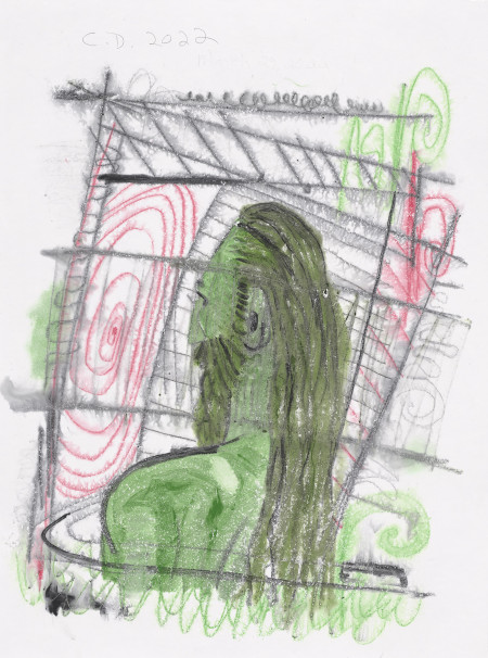 Untitled, Watercolor monotype, crayon, pencil on blotter paper