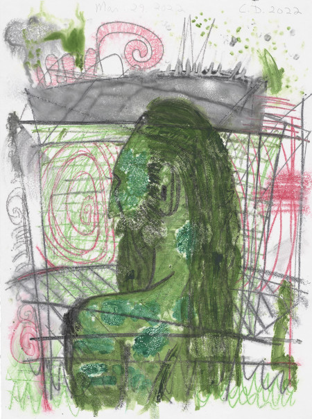 Untitled, Watercolor monotype, crayon, pencil on blotter paper