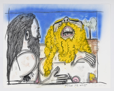 Untitled, June 27, 2019, Monotype in watercolor, watercolor pencil and watercolor crayon