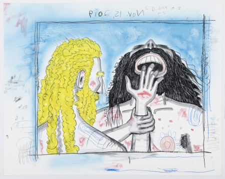 Untitled, Nov. 15, 2019, Monotype in watercolor and watercolor pencil on Lanaquarelle