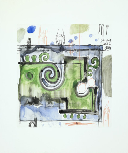 Untitled, (November 27, 2006) (one), Monotype in watercolor and pencil on Lanaquarelle paper