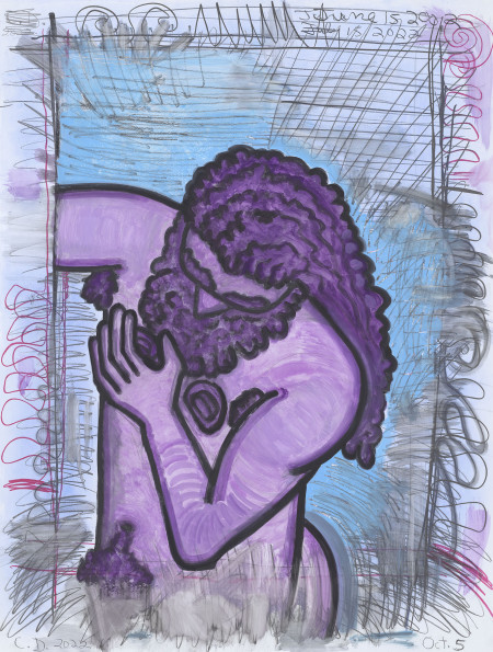 Untitled, Watercolor monotype with hand painting, crayon, pencil on styrene