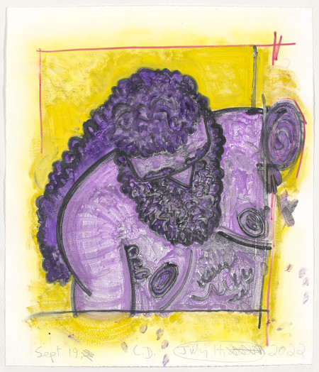 Untitled, September 19, June 14, 2022, Watercolor monotype with hand painting, crayon, pencil on blotter paper