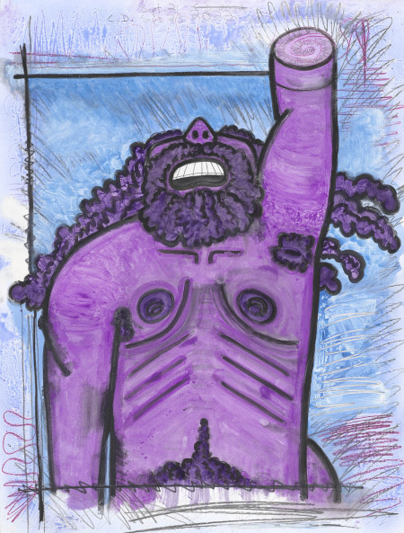 Untitled, September, 21, September 23, 2022, Watercolor monotype with hand painting, crayon, pencil on Lanaquarelle