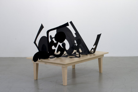 Captured Shadows: 1-A, Stainless steel and wood